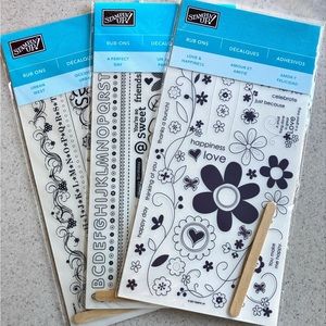 Stampin’ Up Rub Ons 3 Sets New. “Urban West” “Perfect Day” “Love & Happiness”